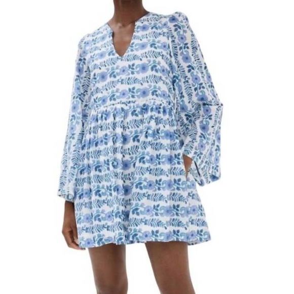 NWT Alix of Bohemia Silvie Iris Ivy Cotton Mini Dress Blue Size XS - Picture 14 of 15